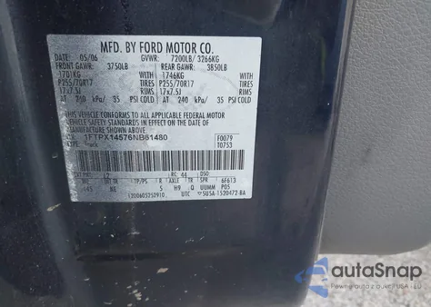 2006 Ford F-150 Fx4/Lariat/Xl/Xlt из США, поврежденный, VIN 1FTPX14576NB61480